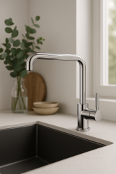 Franke Galley Square keukenkraan chroom met draaibare uitloop 115.0559.596