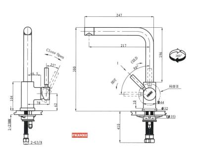 Franke Galley Square keukenkraan chroom met draaibare uitloop 115.0559.596