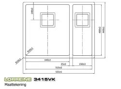 Lorreine 3415VK Exclusive másfél rozsdamentes acél mosogató 3415cm síkbeépítés, aláépítés és ráépítés 1150178269