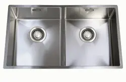 ABK Bingara dubbel roestvrijstalen spoelbak 34x40+34x40 cm vlakbouw onderbouw en opbouw BIN3434FVI