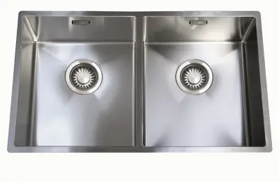 ABK Bingara dubbel roestvrijstalen spoelbak 34x40+34x40 cm vlakbouw onderbouw en opbouw BIN3434FVI