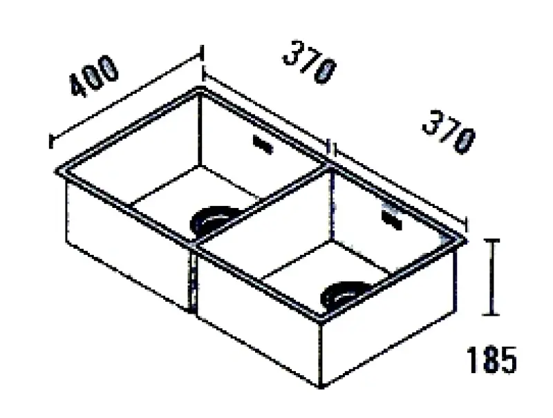 ABK Baronga nagy dupla rozsdamentes acél mosogatótálca 37x40+37x40 cm síkbeépítés, alsó- és felsőbeépítés BAR3737FVI