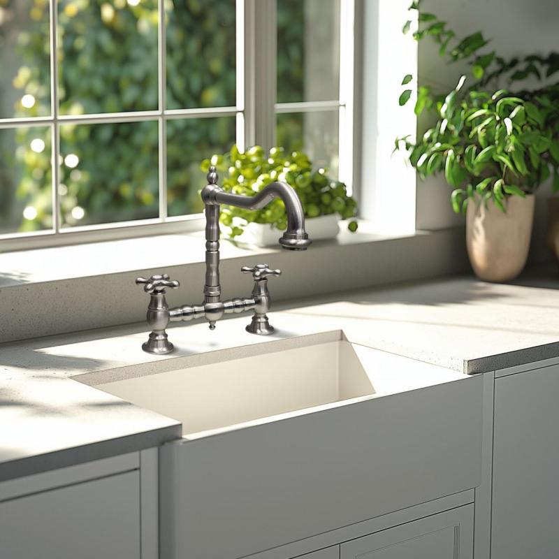 PB Nosztalgikus Hídkonyhai Csaptelep Rozsdamentes Acél Derékszögű Kifolyóval Csillag Gombokkal PBN.RVS.H.ST