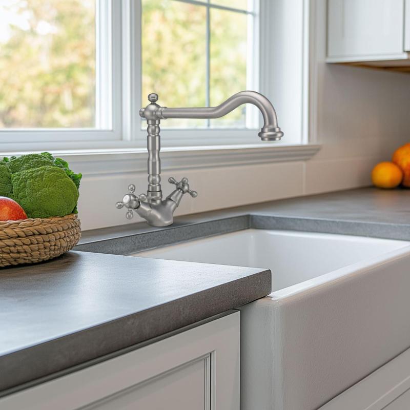 PB Nosztalgikus konyhai csaptelep V1910 rozsdamentes acél