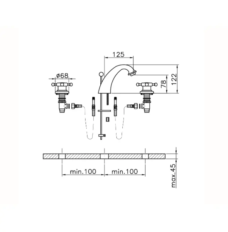 Huber Victorian 3 lyukú mosdócsaptelep Arany VT0010102G