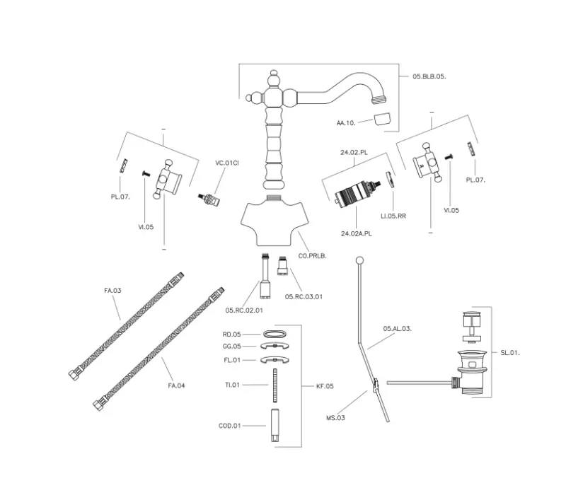Huber Victorian Thermosztatikus Mosdó Csaptelep Rozsdamentes Acél VTT520102A