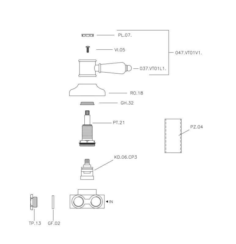 Huber Victorian 3-utas Váltószelep Bronz VT00027027
