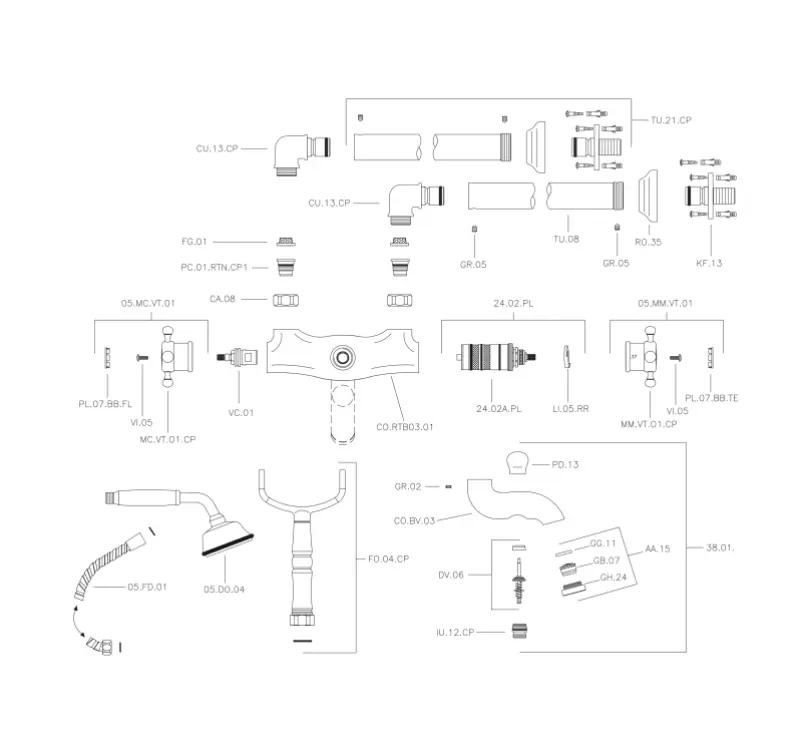 Huber Victoria Álló Termosztátos Fürdőcsaptelep Zuhanyszettel Arany VTT390102G
