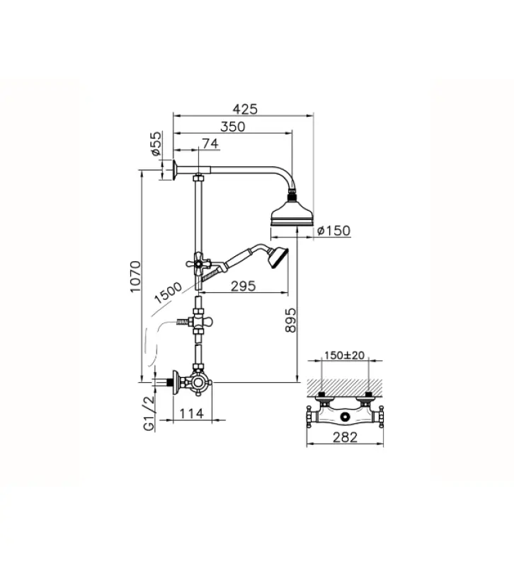 Huber Victoria Thermosztatikus Zuhanykészlet 15 cm Rozsdamentes Acél 390.VT01H.AC