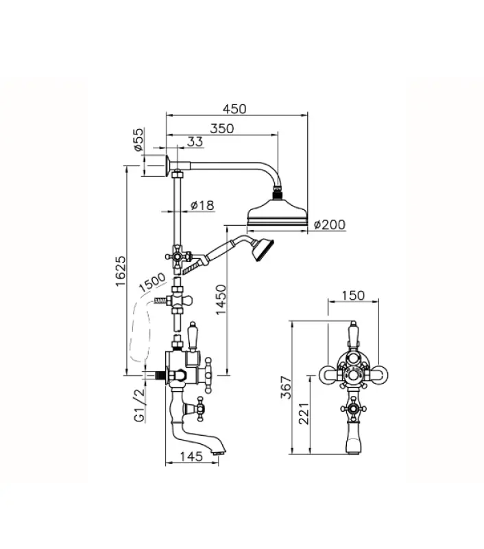 Huber Victorian Termosztatikus Zuhanykészlet Bronz 592.VT21H.BA