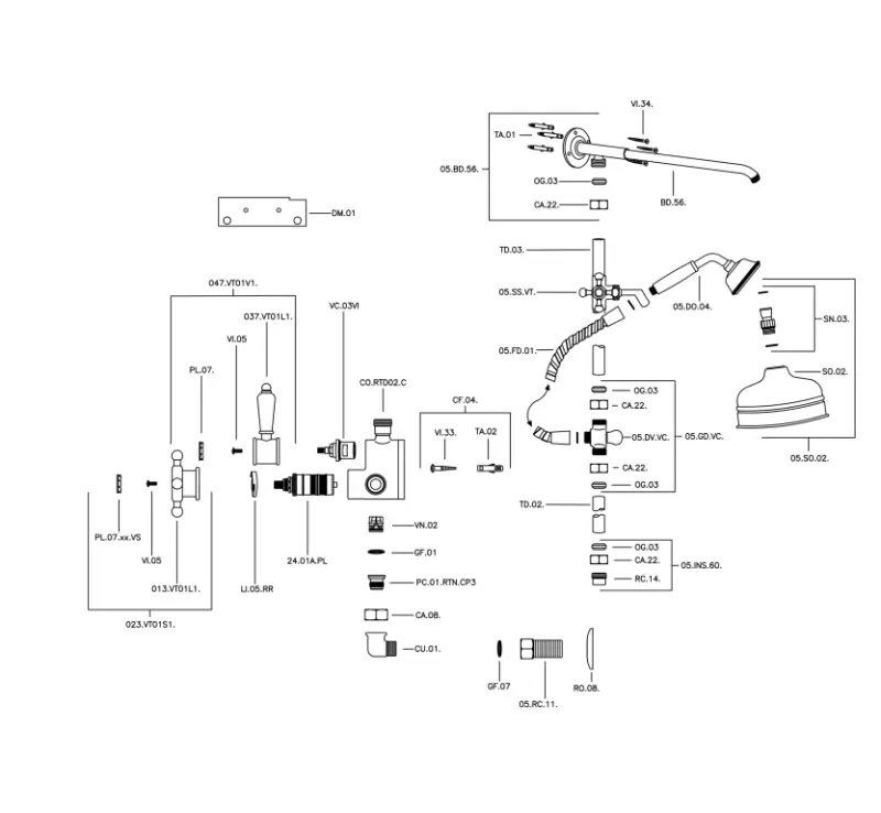 Huber Victorian Thermosztatikus Zuhanyszett 20 cm Arany 590.VT21H.AG