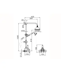 Huber Victoriai Termosztatikus Zuhanykészlet 15 cm Rozsdamentes Acél 590.VT01H.AC