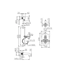 Huber Croisette Beépíthető Termosztatikus Fürdő/Zuhanykészlet Bronz 914.CS01H.BA