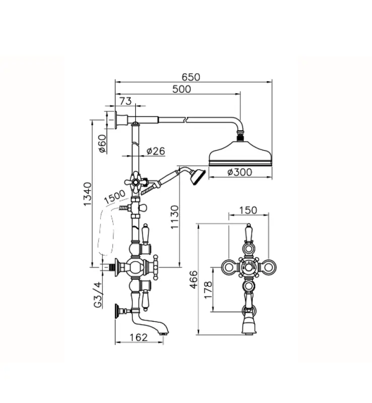 Huber Victoria Thermosztatikus Fürdő/Zuhanyszett 30cm Króm 592.VN31H.CR
