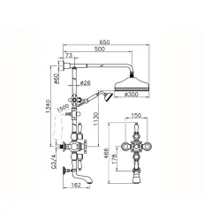 Huber Victorian Thermosztatikus Fürdő/Zuhanyszett 30 cm Rozsdamentes Acél 592.VN31H.AC