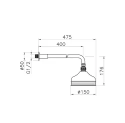 Huber Nosztalgikus esőzuhany 15 cm krómozott zuhanyfej fali karral 611.01H.CR