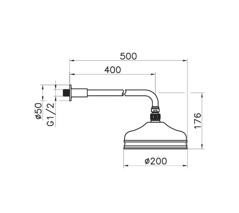 Huber Nosztalgikus Esőzuhany 20cm Bronz fali karral 611.02H.BA