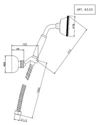 Huber Victoriaanse handdouche met ophanghaak en doucheslang RVS 63.03H.AC