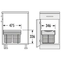 Hailo Tandem S 3 Szemetes 1x18+2x8,5 ltr 1153449232