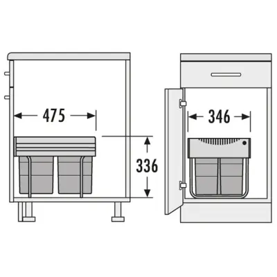 Hailo Tandem S 3 Szemetes 1x18+2x8,5 ltr 1153449232