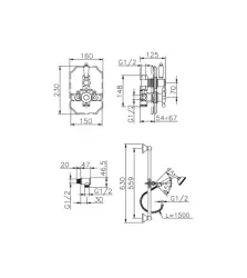 Huber Victorian Termosztatikus Beépített Zuhanyszett Rozsdamentes Acél 910.VT01H.AC