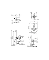 Huber Victorian Termosztatikus Beépíthető Kád-Zuhanyszett Rozsdamentes Acél 914.VT01H.AC