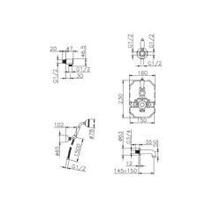 Huber Victorian Beépített Termosztátos Kád-Zuhany Készlet Króm 915.VT01H.CR