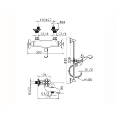 Huber Croisette thermostatische badmengkraan Chroom CSS2701021