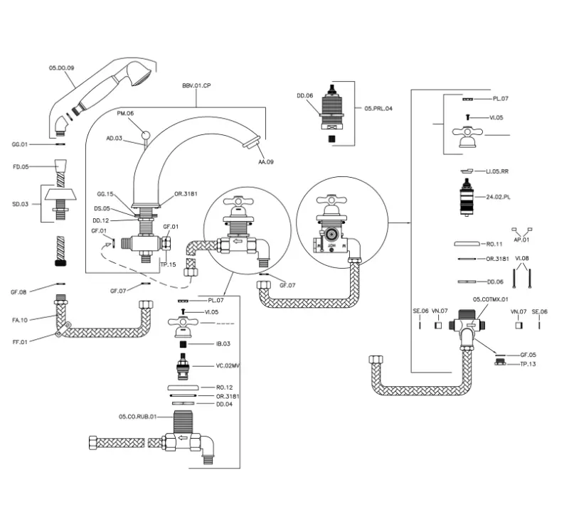 Huber Croisette 4-lyukas fürdőszobai csaptelep Termosztatikus Arany CST760102G