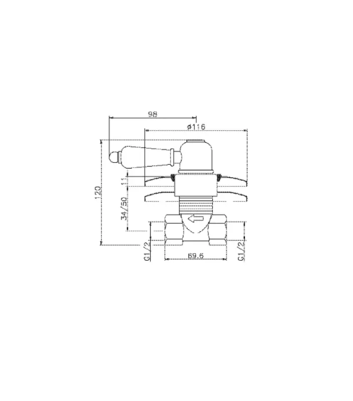 Huber Croisette Beépíthető Elzárócsap Arany CS0003102G