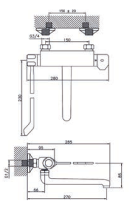 Huber Clinic termosztatikus konyhai csaptelep króm 571.08LCH.CR