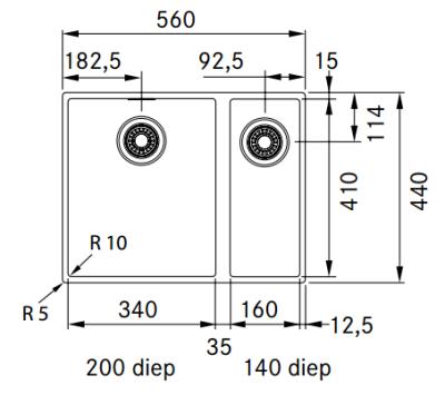 Franke Sirius 2 S2D 160 másfél 1,5 műanyag fekete mosogató 53,5x41cm alulról szerelhető 125.0252.215