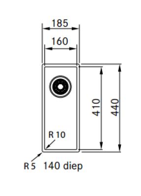 Franke Sirius 2 S2D 110.16 műanyag fekete mosogató 16x41cm alulról szerelhető 125.0252.231