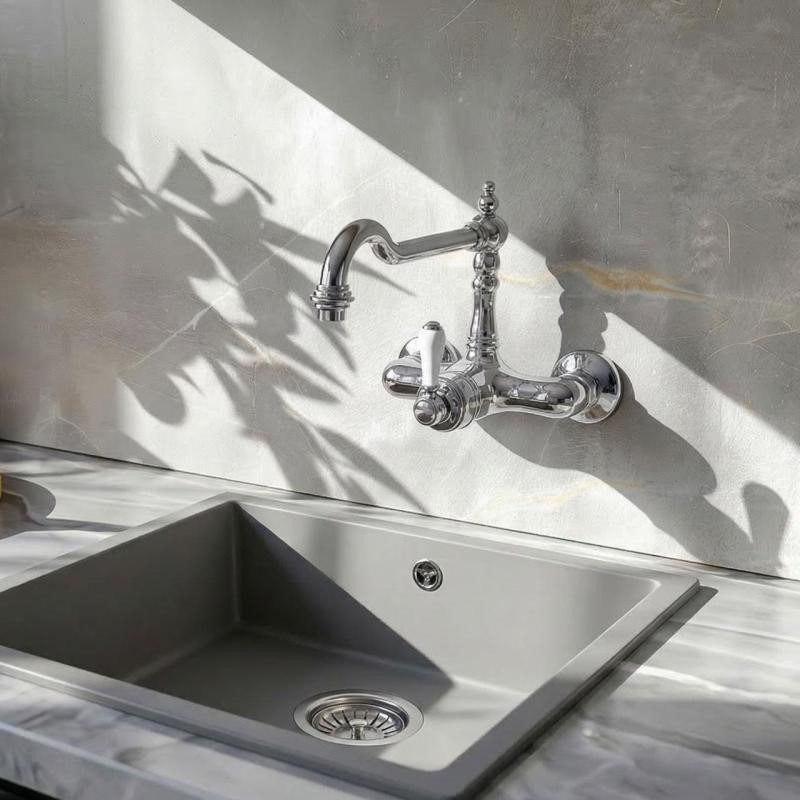 Nostalgikus konyhai csaptelep Hermitage R fali csaptelep Króm 10.9021