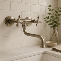 PB Nostalgikus konyhai csaptelep Classic C fali csaptelep rozsdamentes acél 10.2722