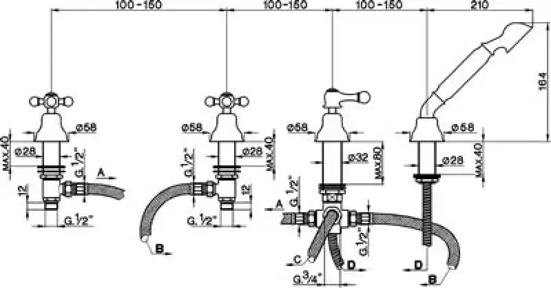 Cisal Arcana Kerámia 4-lyukú kádcsaptelep kádperemre szerelhető Arany AC00029024
