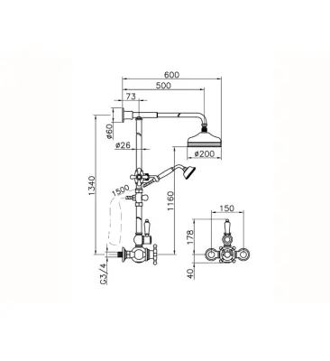 Huber Victoria Termosztatikus Zuhanykészlet 20cm Rozsdamentes Acél 590.VN21H.AC