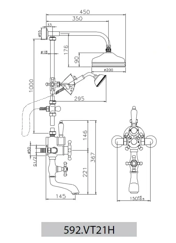 Huber Victorian Termosztatikus Zuhanyszett 20 cm Rozsdamentes Acél 1203998332