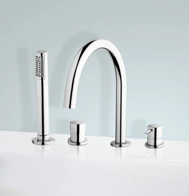 Waterevolution Flow 4-lyukú kád csaptelep peremre szereléshez, króm T13801