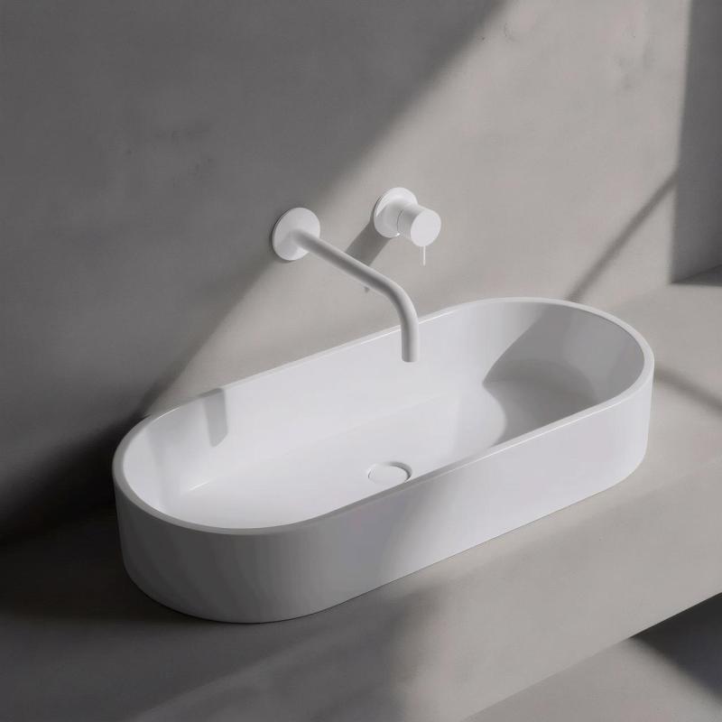 Waterevolution Flow beépíthető mosdócsaptelep matt fehér, 25 cm-es kifolyóval T116BBR-25