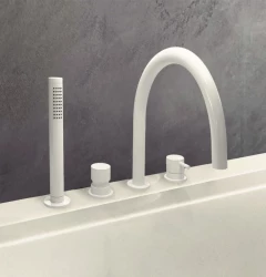 Waterevolution Flow 4-lyukú fürdőcsaptelep kádperemre szerelhető Fehér T138BR