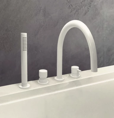 Waterevolution Flow 4-lyukú fürdőcsaptelep kádperemre szerelhető Fehér T138BR