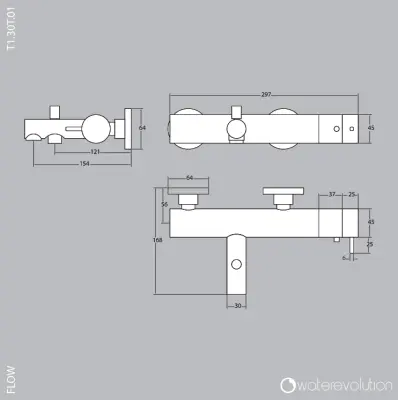 Waterevolution Flow fürdőtermostat kézi zuhanykészlettel matt fehér T130TBR