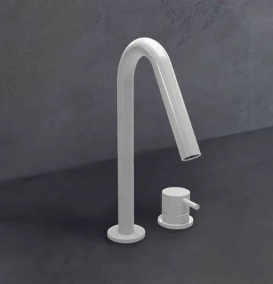 Waterevolution Flow 2 lyukú mosdócsap matt fehér, kis V 120 mm kifolyóval T1121VBR