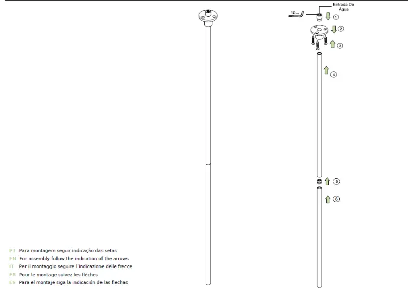 Waterevolution Flow mennyezeti mosdókagyló csaptelep króm kifolyó T167801