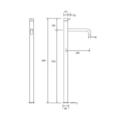 Waterevolution Flow álló fürdőkád csaptelep matt fehér T134BR