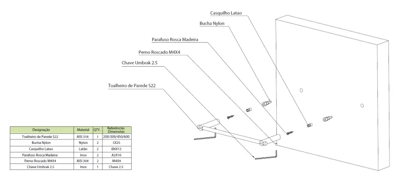 Waterevolution S22 törölközőtartó 20 cm rozsdamentes acél A410IE