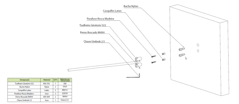 Waterevolution S22 kéztörlő tartó forgatható 30 cm rozsdamentes acél A415IE