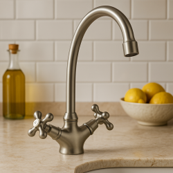 Nostalgikus konyhai keverőcsap V1900 rozsdamentes acél