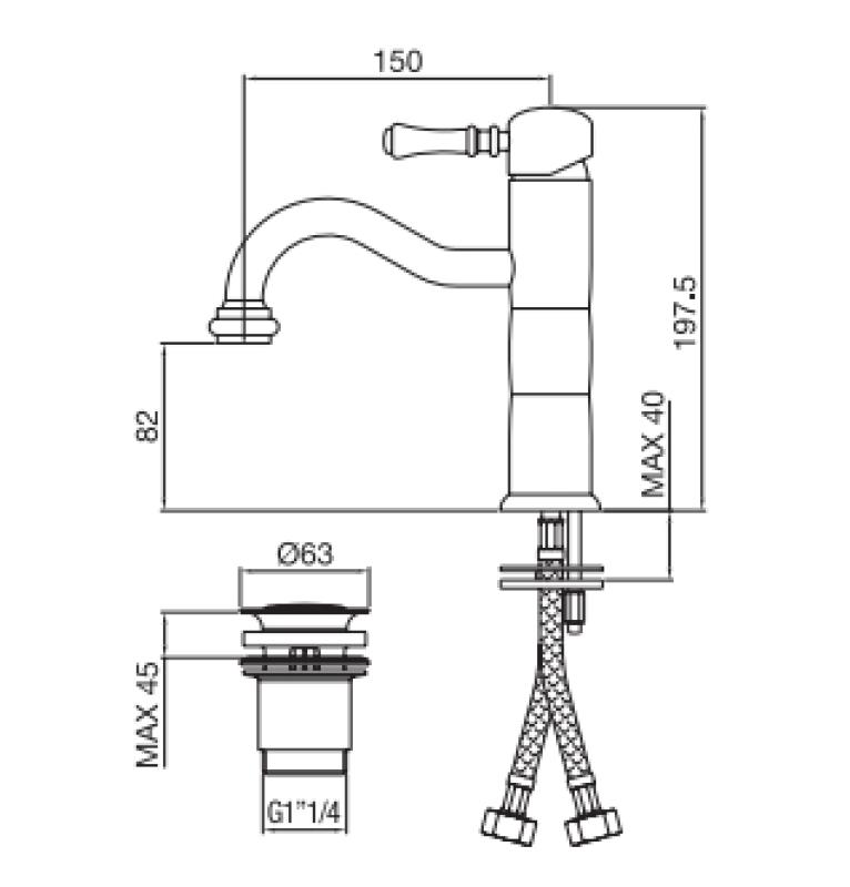 PB Classic klasszikus mosdókagyló csaptelep pilar bronz 1208592572